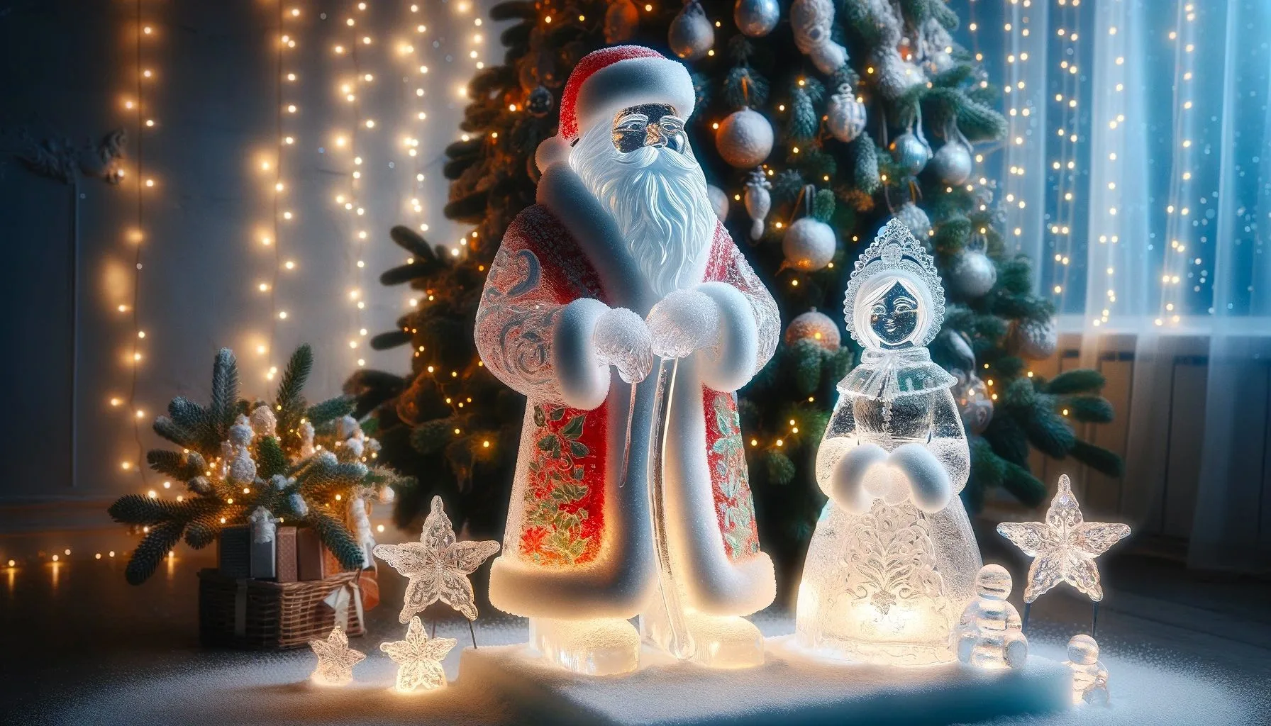 Стеклопластиковые Дед Мороз со Снегурочкой опоздают на открытие ёлки у Драмтеатра