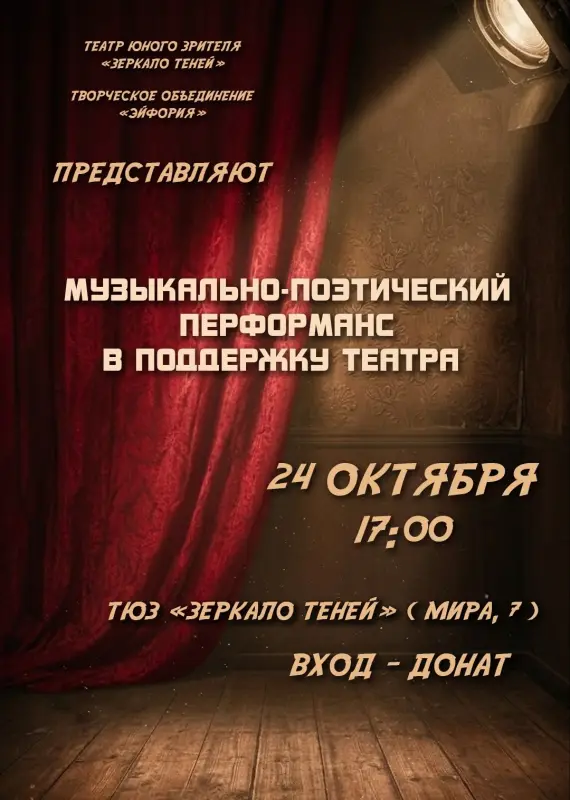 Благотворительный музыкально-поэтический перформанс в ТЮЗе «Зеркало теней»