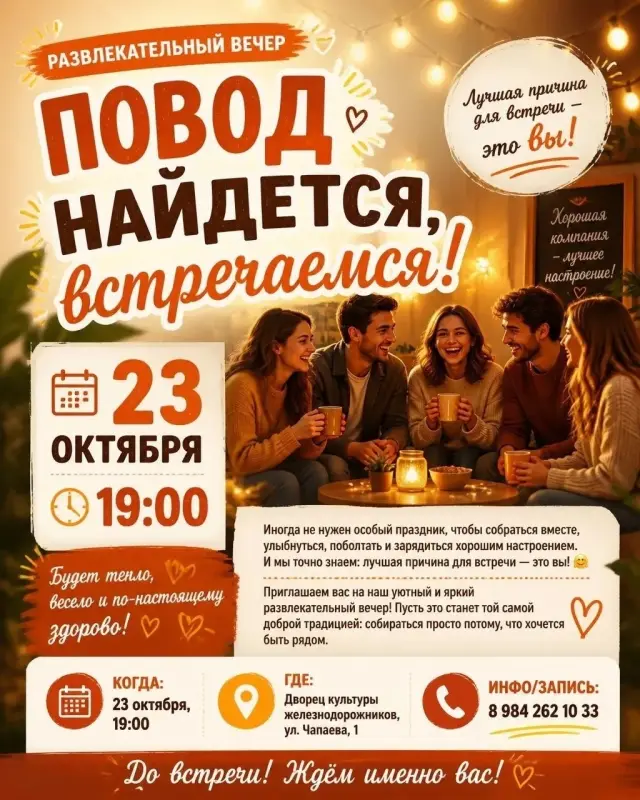 Развлекательный вечер «Повод найдется, встречаемся!» во Дворце культуры железнодорожников